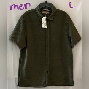 Brixton Men's Casual Olive Button-Down Shirt